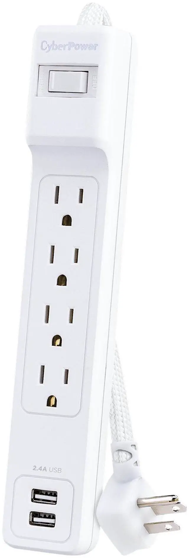 Alt view image 9 of 9 - CyberPower P406U Home Office 4 Outlet Surge Protector with 500 J Surge Suppression