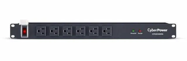 Alt view image 10 of 10 - CyberPower Rackbar Surge Protector w/6-Foot Cord, Black CPS1615RMS