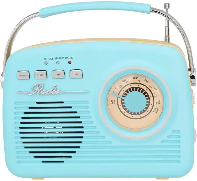 Alt view image 10 of 10 - Supersonic SC-1201BT Retro Portable Bluetooth Speaker with Vintage Vibes, AM/FM Radio Blue