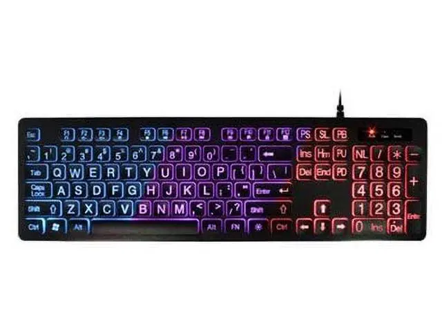 Alt view image 3 of 8 - aluratek large print tri-color usb led backlit illuminated keyboard (akbled01fs)