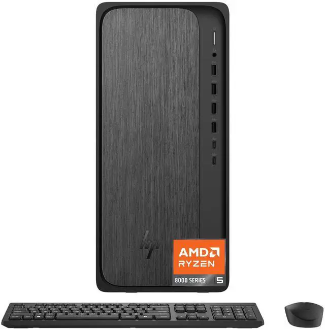 Alt view image 11 of 11 - HP OmniDesk M02-0000a M02-0310 Desktop Computer - AMD Ryzen 5 8500G - 8 GB - 512 GB SSD - Gray Wood, Jack Black - AMD Chip - Windows 11 Home - AMD Radeon Graphics DDR5 SDRAM - IEEE 802.11 a/b/g/n/ax