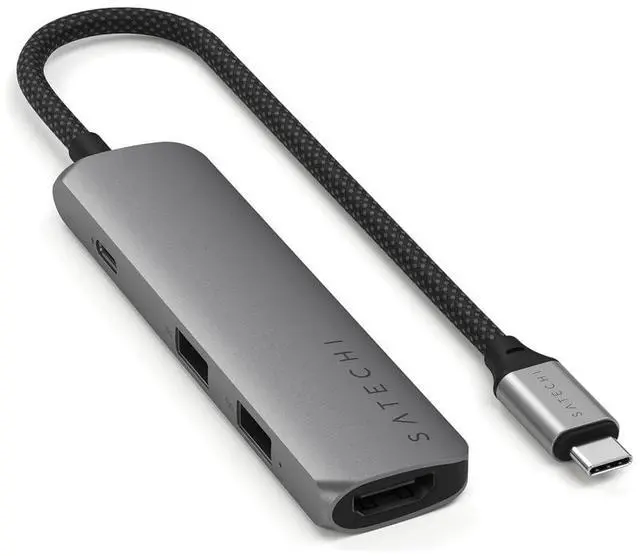Alt view image 9 of 10 - Satechi 4-in-1 USB-C Slim Multiport Adapter 4K - for Desktop PC, Notebook, Tablet, Smartphone, Monitor - Charging Capability - USB Type C - 4K, 4K @ 60Hz - 3840 x 2160 - 3 x USB Ports - 2 x USB Type-A
