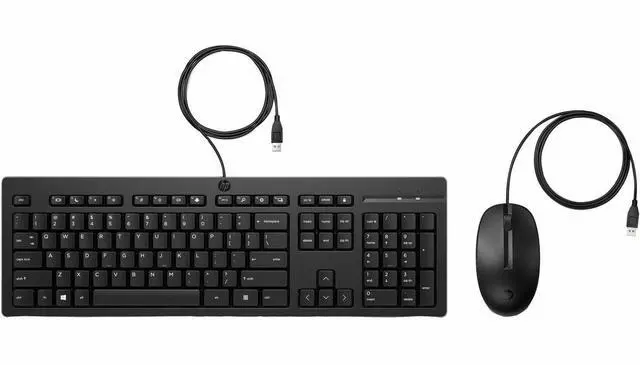 Alt view image 3 of 4 - HP 225 Wired Mouse and Keyboard Combo (AX2Y7AA) - USB Type A Plunger Cable Keyboard - English (US), English (Canada) - Black - USB Type A Cable Mouse - Red Tracking - 1200 dpi - 3 Button - Scroll Whee