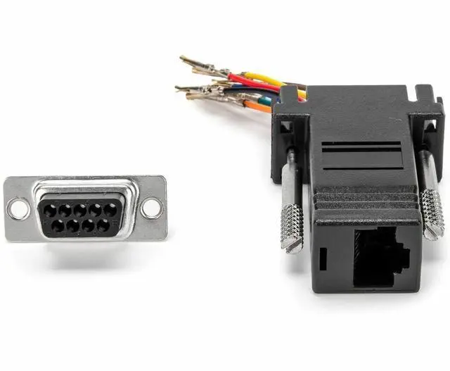 Alt view image 7 of 7 - Rocstor DB9 to RJ45 Modular Serial Adapter - Black - 1 x 9-pin DB-9 Serial - Female - 1 x RJ-45 Network - Female - Gold Connector - Gold Contact - Black