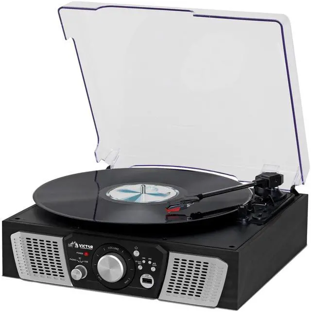Alt view image 8 of 8 - Victor Lakeshore 5-in-1 Hybrid Bluetooth Turntable System w USB and RCA Output