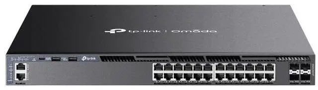 Alt view image 12 of 12 - TP-Link Omada 24-Port Gigabit Stackable L3 Managed PoE+ Switch with 4 10G Slots - 25 Ports - Gigabit Ethernet, 10 Gigabit Ethernet - 10/100/1000Base-T, 10GBase-X - 3 Layer Supported - 916.60 W Power C