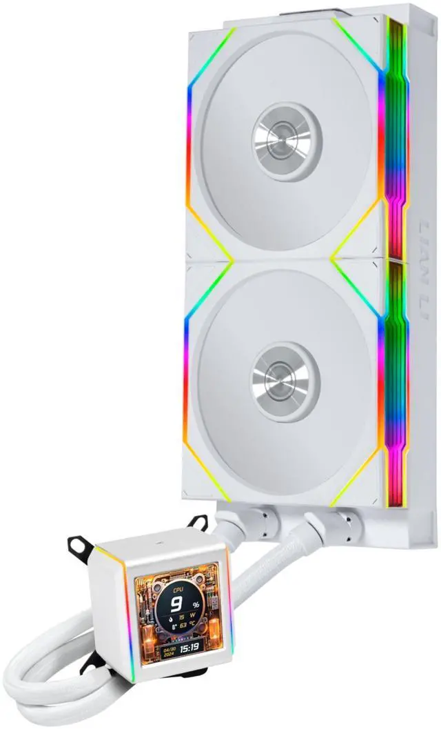 Alt view image 8 of 8 - Lian-Li Galahad II LCD TL Liquid CPU Cooler 280mm AIO - 2X 140 RGB TL Wireless Fans - 2.88 IPS LCD Screen - Black (GA2ALCD28TLW)