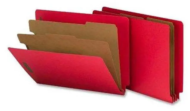 Main image of Smead 26783 Bright Red End Tab Pressboard Classification Folders With Safeshield Fasteners - Letter - 8.50" X 11" - 2" Expansion - 2" Folder Fastener Capacity - 1/3 Tab Cut - 2 Dividers (SMD26783_35)