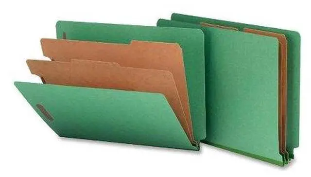 Main image of Smead 26785 Green End Tab Pressboard Classification Folders With Safeshield Fasteners - Letter - 8.50" X 11" - 2" Expansion - 2 X Prong K Style Fastener - 2" Folder Fastener Capacity - (SMD26785_35)