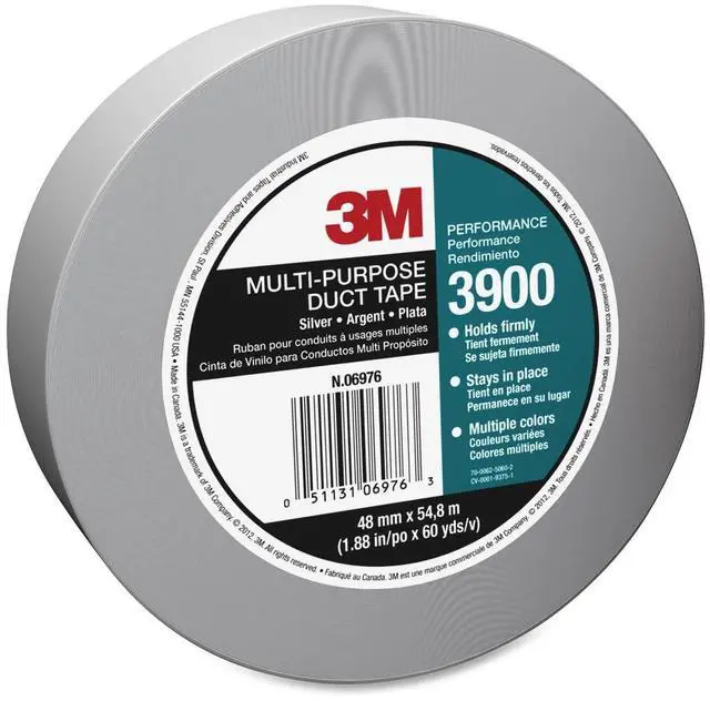 Main image of 3m Multi-purpose Utility Grade Duct Tape - 2" Width X 59.93 Yd Length - Easy Tear, Reinforced, Laminated - Silver (3900ct)