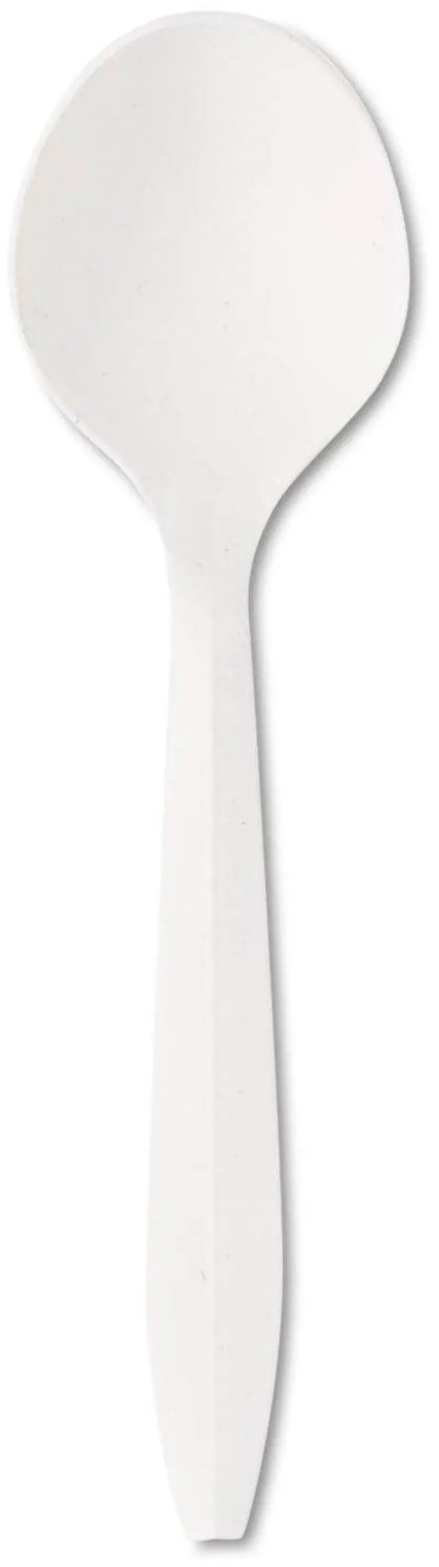 Main image of Boardwalk MWPPSS Mediumweight Polypropylene Cutlery, Soup Spoon, White, 1000/carton