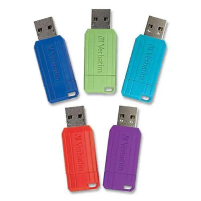 Alt view image 10 of 10 - Verbatim 16GB Pinstripe Retractable USB 2.0 Flash Drive - 5 Pack - Multicolor
