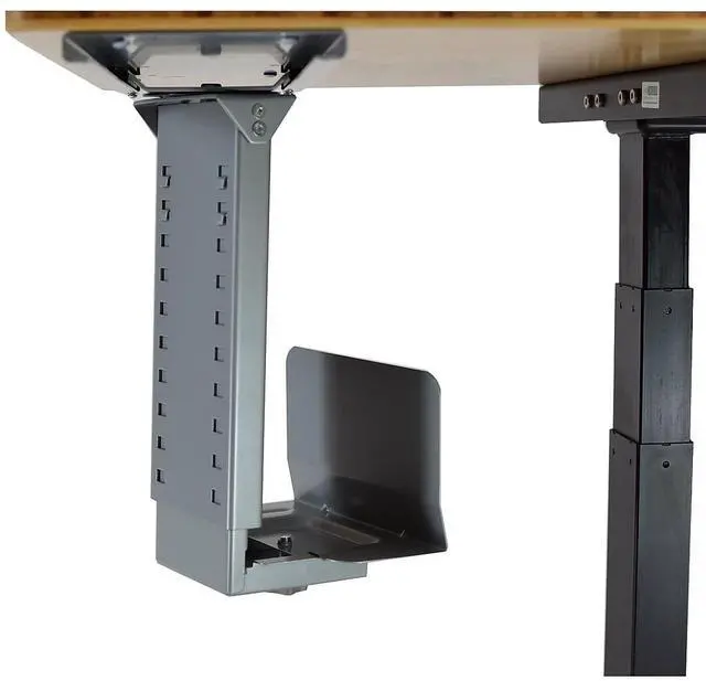 Alt view image 19 of 19 - CPU2 under desk steel cpu holder swivels 360 slides in and out pc tower mount cage holder ergonomic standing desk accessory desk organization de clutter metal adjustable height width gray