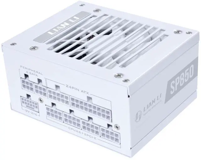 Alt view image 8 of 8 - Lian Li SP850 Gold - 850 Watt SFX Form Factor Power Supply with Native 12V-2x6 Cable - Low Noise - 80 Plus Gold Efficiency - ATX 3.1 & PCIe 5.0 Compliant - 92mm FDB Fan - 10-Year - White (SP850G.W)
