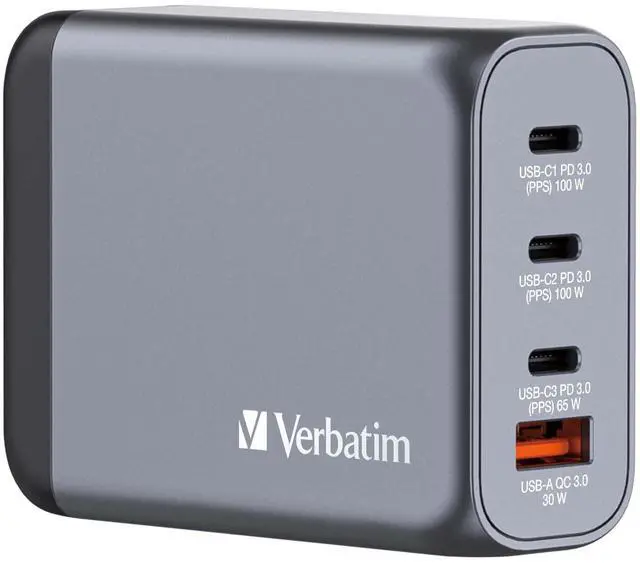 Alt view image 8 of 8 - Verbatim GNC-100 100W 4-Port GaN Wall Charger, Black 32202