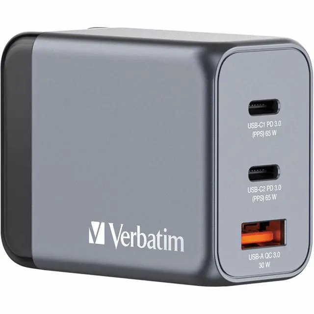 Alt view image 8 of 8 - Verbatim 32201 65w Gan Wall Charger Usb-c Pd Ports Usb-a Qc 3.0