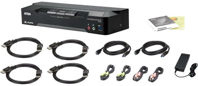 Alt view image 13 of 13 - ATEN 2-Port 4K DisplayPort Dual Display Mini-Matrix Boundless KVM Switch