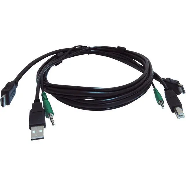 Alt view image 2 of 2 - Black Box Secure KVM Cable Each end 1 USB 1 or 2 HDMI 1 3.5mm Audio