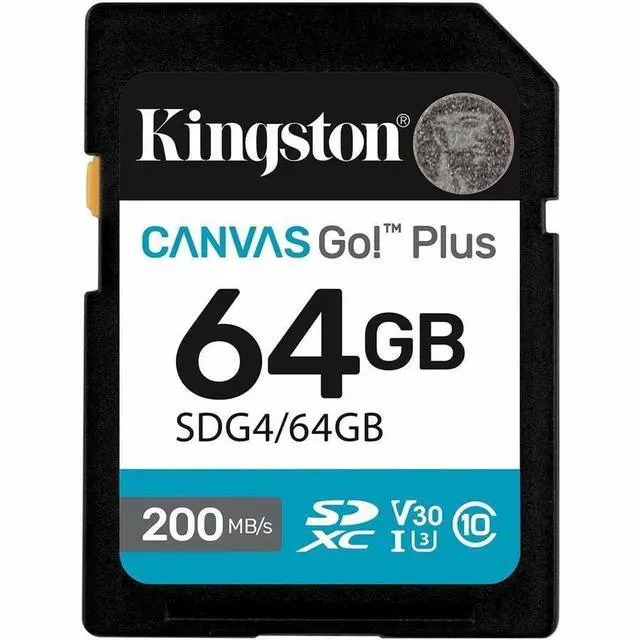 Alt view image 6 of 6 - Kingston Canvas Go! Plus 64 GB Class 10/UHS-I U3 V30 SDXC 1 SDG464GB