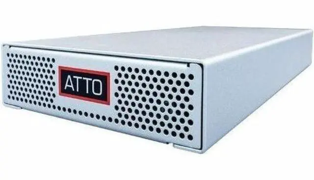 Alt view image 2 of 2 - ATTO Technology ThunderLink NS 5102 Thunderbolt 5 to 100Gb Ethernet Adapter - Thunderbolt 5 - 100 Gbit/s Data Transfer Rate - Optical Fiber - QSFP28 - Desktop - TAA Compliant (TLNS-5102-D00)