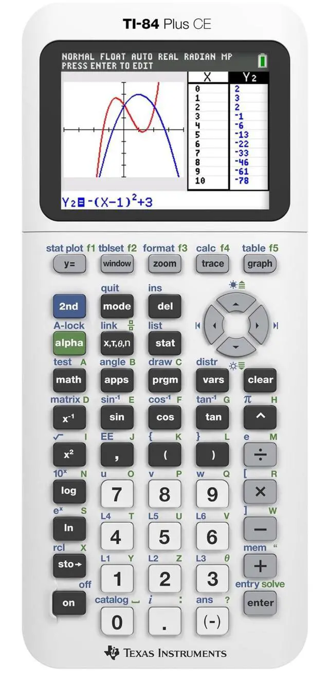 Alt view image 5 of 5 - Texas Instruments TI-84 Plus CE Graphing Calculator - 3D Graphing - Clock, Date/Time Display, Impact Resistant Cover, Slide-on Hard Case, Backlit Display, Lightweight, Durable - 154 KB, 3 MB - RAM, RO