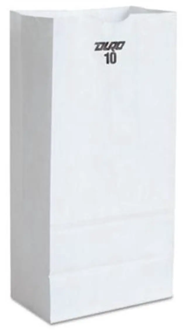 Alt view image 2 of 3 - DURO BAG #10 Paper Grocery Bag 35lb White Standard 6 5/16 x 4 3/16 x 13 3/8 500 bags GW10500