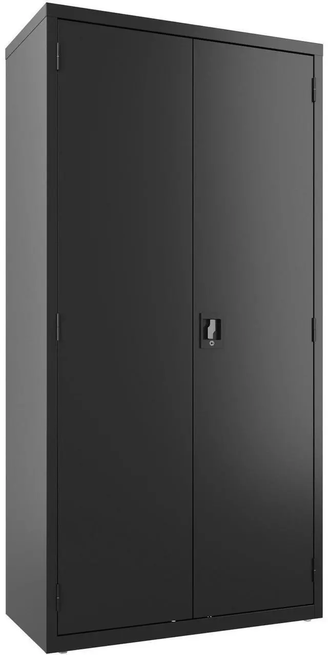 Alt view image 3 of 3 - Lorell Wardrobe Cabinet, w/2 Shelves/Hang Rod, 36"x18"x72" , BK (LLR03088)