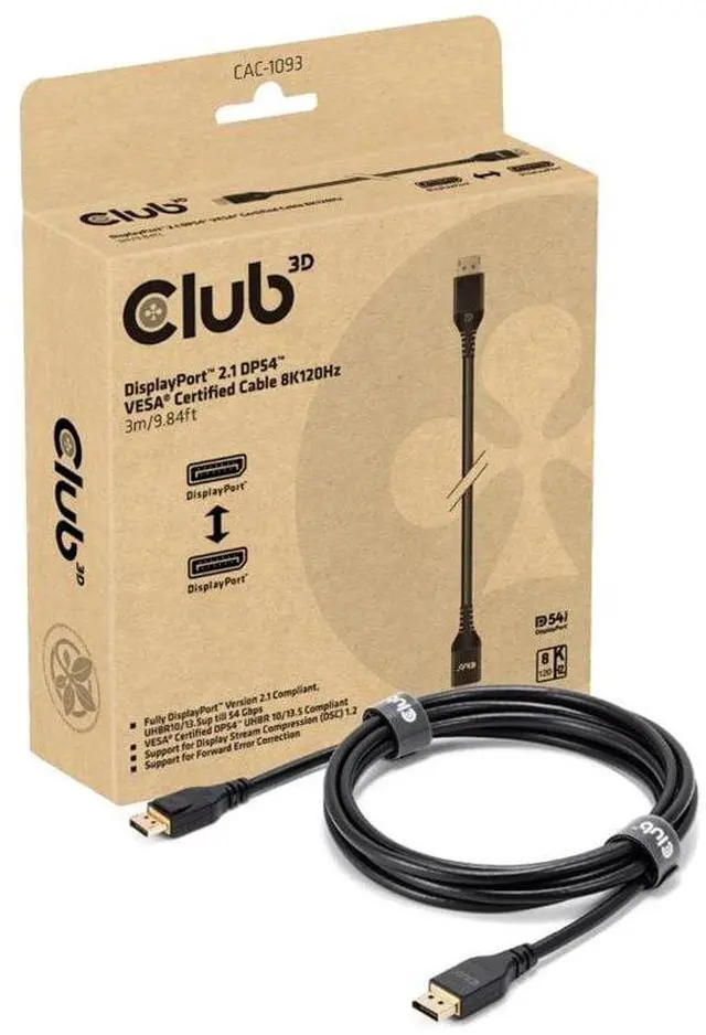 Main image of Club3D P580-035-4K6 Black DisplayPort Cable Male to Male