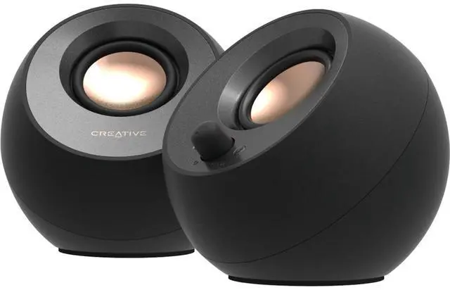 Alt view image 2 of 2 - Creative Pebble V3 Minimalistic 2.0 USB-C Desktop Speakers with USB Audio  Clear Dialog Enhancement  Bluetooth 5.0  8W RMS with 16W Peak Power  USB-A Converter Included (Black)