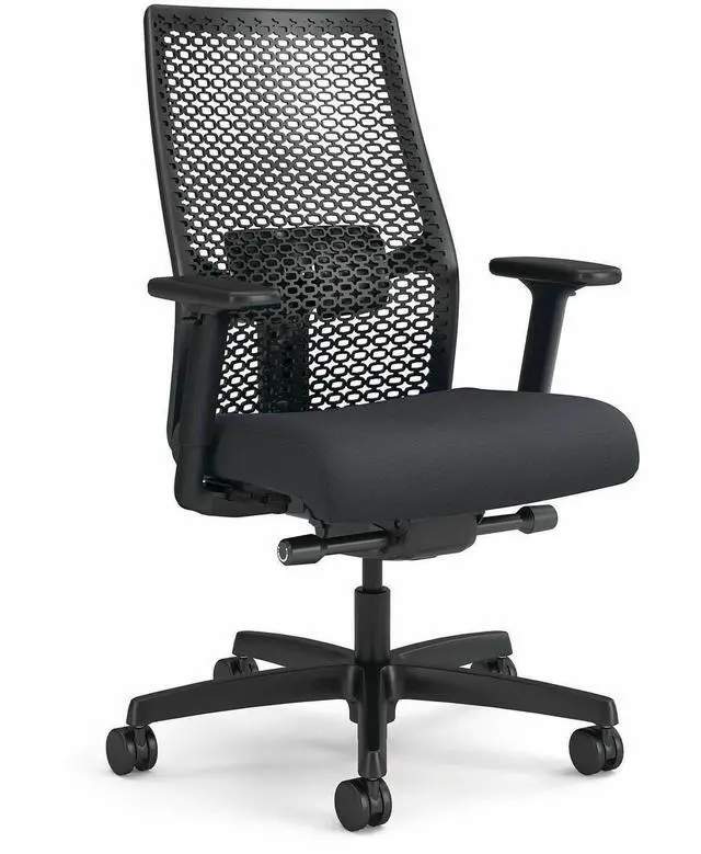 Alt view image 3 of 3 - HON Ignition 2.0 ReActiv Mid-Back Task Chair, Basalt Vinyl Seat, Black Base