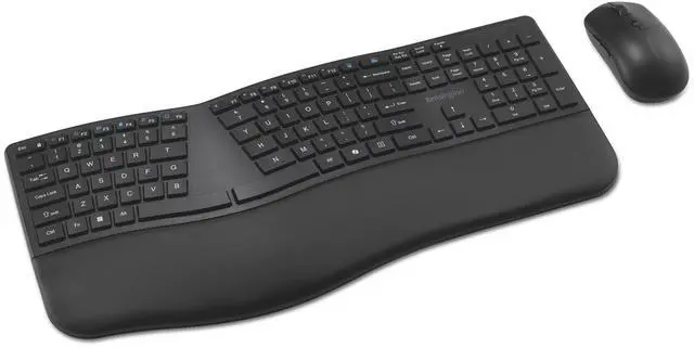 Alt view image 9 of 9 - Kensington Pro Fit Ergo KM680 EQ Rechargeable Desktop Set - USB Type A Wireless Bluetooth/RF 5.4 2.40 GHz Keyboard - Black - USB Type A Wireless Bluetooth/RF Mouse - Optical - 2400 dpi - 6 Button - Bl