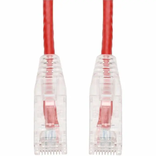 Alt view image 2 of 2 - 7ft RJ-45 (Male) to RJ-45 (Male) Red Slim Cat6A snagless Boot UTP PVC Copper Patch Cable
