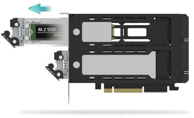 Alt view image 8 of 9 - ICY DOCK Dual Bay 2X M.2 NVMe SSD to PCIe 4.0 x8 Removable Adapter Card for PCI Express Slot (PCIe Bifurcation Required) | ExpressSlot MB842MP-B