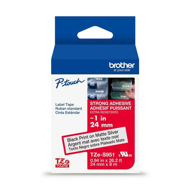 Alt view image 8 of 8 - Brother Genuine P-touch TZeS951 BK on MATTE SLV Label Tape Strong Adhesive Lam. 24mmX8m