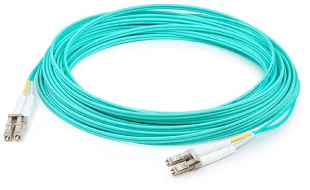 Alt view image 2 of 2 - AddOn 0.5m LC to LC Aqua OM4 Duplex OFNR Riser-Rated Fiber Patch Cable