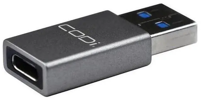 Alt view image 2 of 2 - CODi USB-A to USB-C Adapter w/ 10Gbps Data Transfer Speed - 1 x 4-Pin USB Type A - Male - 1 x 24-Pin USB Type C - Female - Space Gray