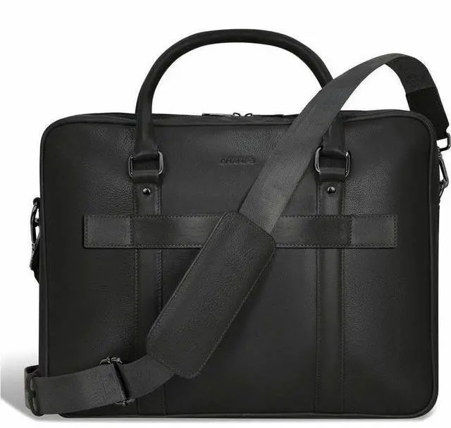 Alt view image 6 of 7 - Champs Onyx Carrying Case (Briefcase) for 11" to 15.6" Notebook - Black - RFID Resistant - Top Grain Cowhide Leather Body - Shoulder Strap, Handle, Trolley Strap - 3.17 gal Capacity - OB-412-BLACK
