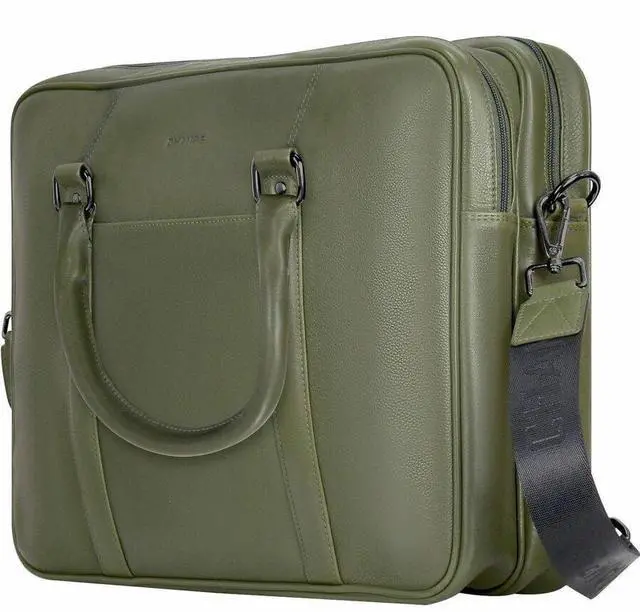 Alt view image 6 of 7 - Champs Onyx Carrying Case (Briefcase) for 11" to 15.6" Notebook - Khaki - RFID Resistant - Top Grain Cowhide Leather Body - Shoulder Strap, Handle, Trolley Strap - 3.17 gal Capacity - OB-412-KHAKI