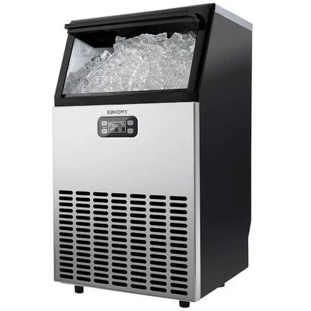 Alt view image 8 of 8 - EUHOMY Commercial Ice Maker Machine, 100lbs/24H Stainless Steel Under Counter ice Machine with 33lbs Ice Storage Capacity, Freestanding Ice Maker.