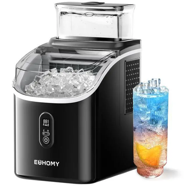 Alt view image 8 of 8 - EUHOMY Ice Cube Maker Machine Countertop with External Water Tank, 2 Ways to Add Water, 34Lbs/Day, 16Pcs Ready in 7 Mins, Auto-Cleaning, with Ice Scoop & Basket, for Home/Kitchen/Office/Bar (Black)