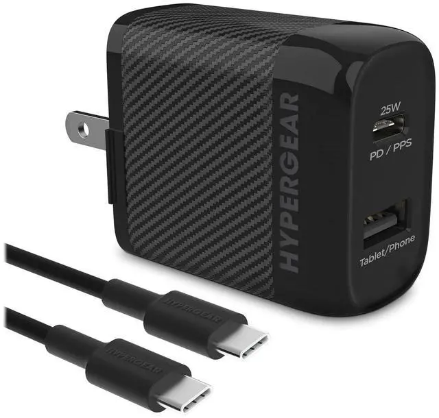 Alt view image 9 of 9 - HyperGear SpeedBoost 25W USB-C PD + 12W USB Fast Wall Charger with PPS and 6ft USB-C Cable