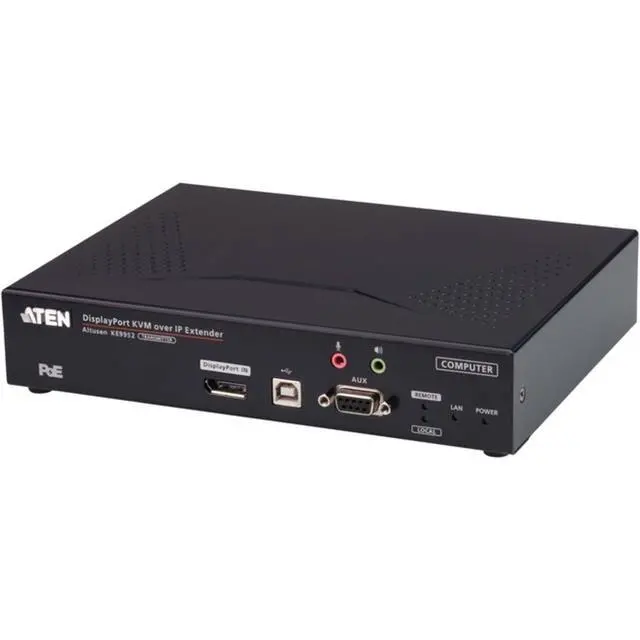 Alt view image 2 of 2 - ATEN 4K DisplayPort Single Display KVM over IP Transmitter with PoE - KE9952T