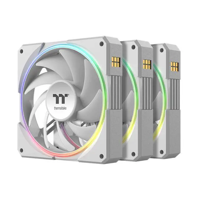 Alt view image 7 of 7 - Thermaltake TS140 EX RGB 140mm; Embedded Temperature Sensor; PWM 500~2000 RPM; MagForce 2.0; Airflow 93.35 CFM; Hydraulic Bearing; TT RGB Plus 3.0; Controller Included; 3-Pack; White; CL-F209-PL14SW-A