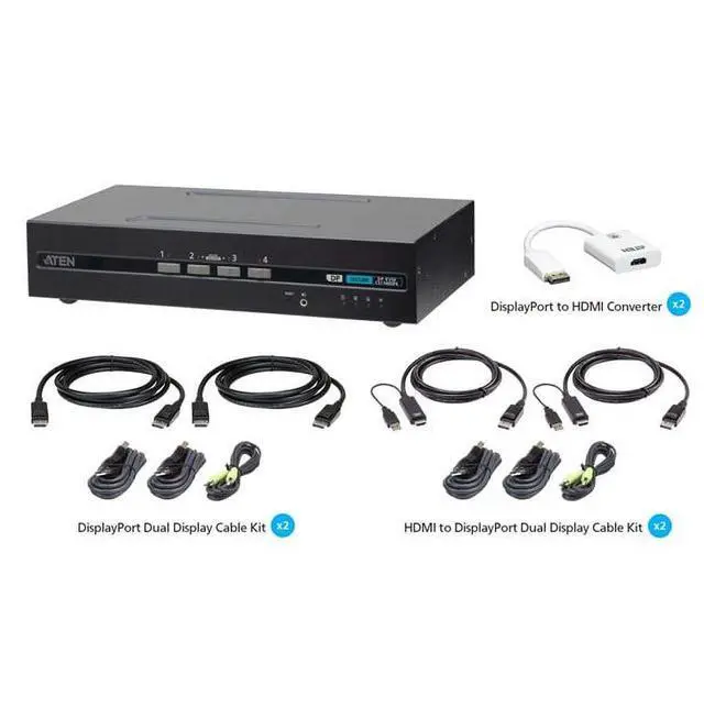 Alt view image 3 of 4 - ATEN 4-Port USB DisplayPort/HDMI Dual Display Universal Secure KVM Switch Kit PSD PP v4.0 Compliant
