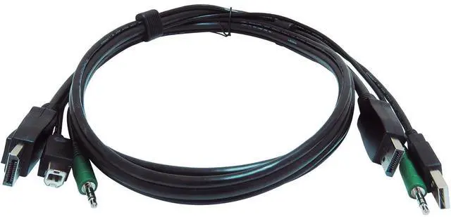 Alt view image 2 of 2 - Black Box Secure KVM Cable Each end 1 USB 1 or 2 DisplayPort 1 3.5mm Audio