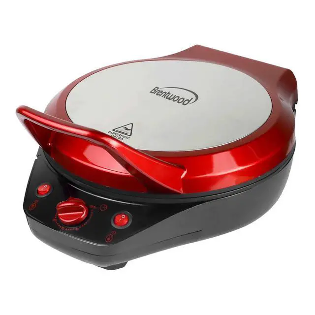 Alt view image 3 of 4 - Brentwood 1200 Watt 12 Inch Non Stick Pizza Maker and Grill in Red