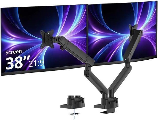 Alt view image 8 of 8 - Dual 38" Mechanical Spring Monitor Arm Top Mount-Black, Up to 38" Monitor, Max Load up to 26.4 lbs each - Dual 38" Mechanical Spring Monitor Arm Top Mount-Black, Up to 38" Monitor,