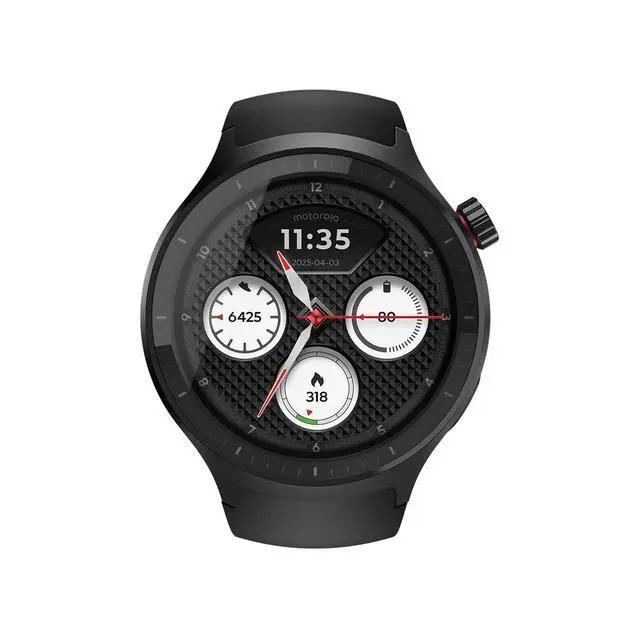 Alt view image 8 of 8 - Motorola Mobility moto watch Smart Watch - Round - Heart Rate Monitor, Accelerometer, Gyro Sensor, PPG Sensor, Ambient Light Sensor, eCompass - Speaker, Music Player, Phone - Steps Taken, Calories Bur