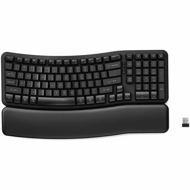 Alt view image 8 of 8 - Kensington Pro Fit Ergo KB620-RC Wireless Rechargeable EQ Keyboard - Wireless Connectivity - Bluetooth/RF - Full-size - 5.4 - 2.40 GHz - USB Type A Interface - NumLock, Caps Lock, AI Launch, Applicati