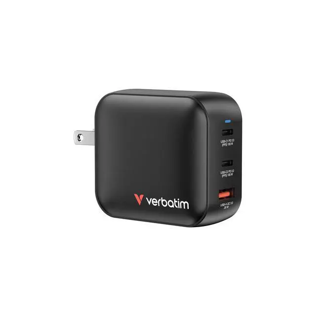 Alt view image 8 of 8 - Verbatim 100W 3-Port USB Mini GaN Wall Charger #32230
